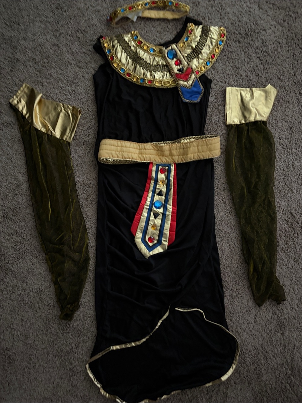 Women's Black and Gold Egyptian-Inspired High-Low Costume Dress